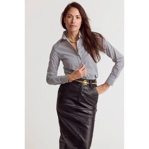 The Shirt by Rochelle Behrens The Icon Shirt in Stripe Gunmetal White M